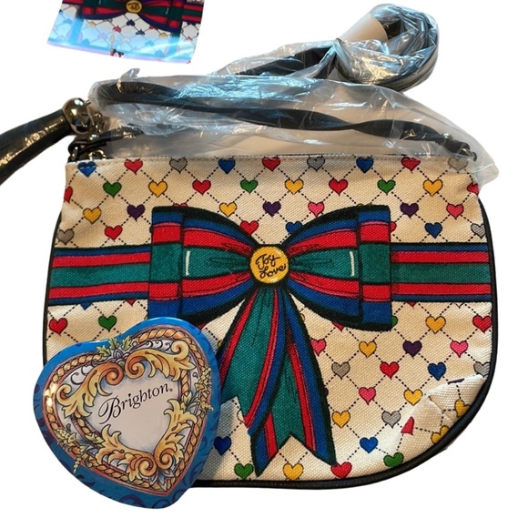 Brighton Silver Plated 3 Heart Key Chain & Love & Joy Crossbody Pouch - Picture 2 of 10